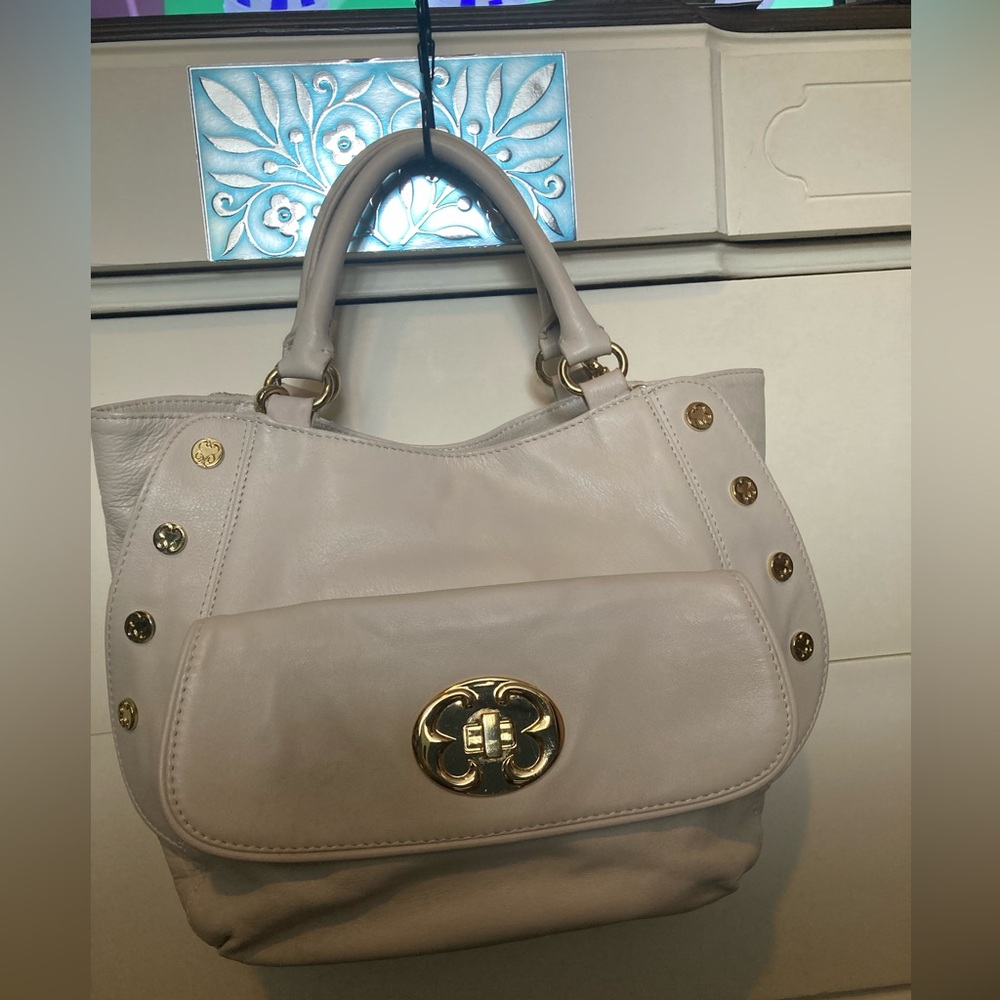 Emma Fox Ivory Shoulder Bag with Gold Details